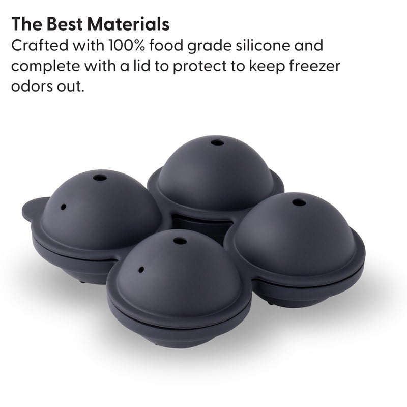 WP W&P Peak Silicone Sphere Ice Mold w/ Cover | Charcoal | Easy to Remove | Round Cocktail Whiskey Drink Ice Maker | Food Grade Premium Silicone | Dishwasher Safe, BPA Free - Image 3